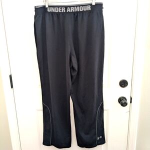 Under Armour Track Pants Men 2XL Black Loose Relaxed Fit Stretchy waist EUC